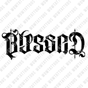 Blessed / Cursed Ambigram Tattoo Instant Download (Design + Stencil) STYLE: CASTLE ORNATE