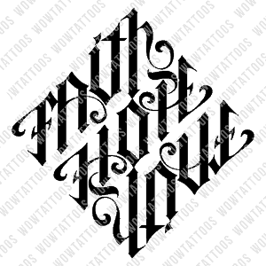 Faith / Hope / Love Diamond Ambigram Tattoo Instant Download (Design + Stencil)