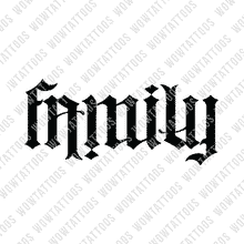 Load image into Gallery viewer, Family Ambigram Tattoo Instant Download (Design + Stencil) STYLE: CASTLE