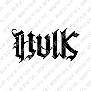 Hulk / Smash Ambigram Tattoo Instant Download (Design + Stencil) STYLE: E
