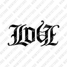 Load image into Gallery viewer, Love / Hate Ambigram Tattoo Instant Download (Design + Stencil) STYLE: Red Chapter