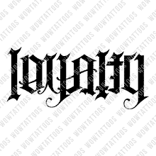 Load image into Gallery viewer, Loyalty / Betrayal Ambigram Tattoo Instant Download (Design + Stencil) STYLE: CUSTOM L