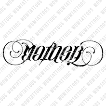 Load image into Gallery viewer, Mother / Fighter Ambigram Tattoo Instant Download (Design + Stencil) STYLE: D