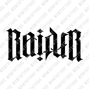 Raider / Nation Ambigram Tattoo Instant Download (Design + Stencil) STYLE: J