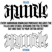 Load image into Gallery viewer, Luck / Fate Ambigram Tattoo Instant Download (Design + Stencil) STYLE: L - Wow Tattoos