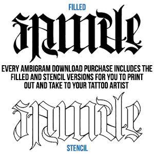 Angel / Devil Ambigram Tattoo Instant Download (Design + Stencil) STYLE: M - Wow Tattoos