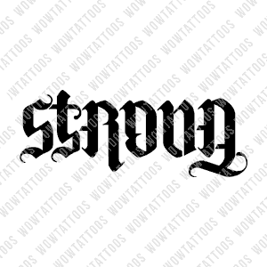 Strong / Fearless Ambigram Tattoo Instant Download (Design + Stencil) STYLE: R