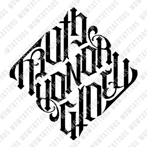 Truth / Honor / Glory Diamond Ambigram Tattoo Instant Download (Design + Stencil)
