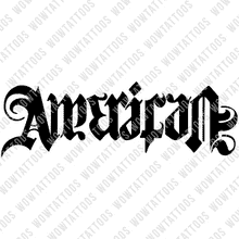 Load image into Gallery viewer, American / Veteran Ambigram Tattoo Instant Download (Design + Stencil) STYLE: V - Wow Tattoos
