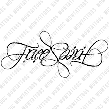 Load image into Gallery viewer, Free Spirit / Free Spirit Ambigram Tattoo Instant Download (Design + Stencil) STYLE: Z - Wow Tattoos