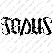 Load image into Gallery viewer, Jesus / Saves Ambigram Tattoo Instant Download (Design + Stencil) STYLE: L - Wow Tattoos