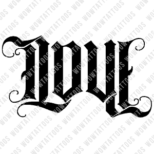 Love Hate Ambigram Tattoo Designs