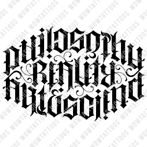 Philosophy Reality Art & Science Ambigram Tattoo Instant Download (Design + Stencil) STYLE: L - Wow Tattoos