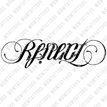 Load image into Gallery viewer, Respect / Family Ambigram Tattoo Instant Download (Design + Stencil) STYLE: D - Wow Tattoos