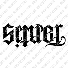 Load image into Gallery viewer, Semper / Fortis Ambigram Tattoo Instant Download (Design + Stencil) STYLE: Q - Wow Tattoos
