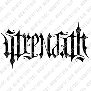 Strength Ambigram Tattoo Instant Download (Design + Stencil) STYLE: H - Wow Tattoos
