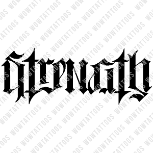 Strength Ambigram Tattoo Instant Download (Design + Stencil) STYLE: L - Wow Tattoos
