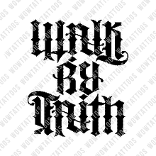 Load image into Gallery viewer, Walk by Faith Ambigram Tattoo Instant Download (Design + Stencil) STYLE: F - Wow Tattoos